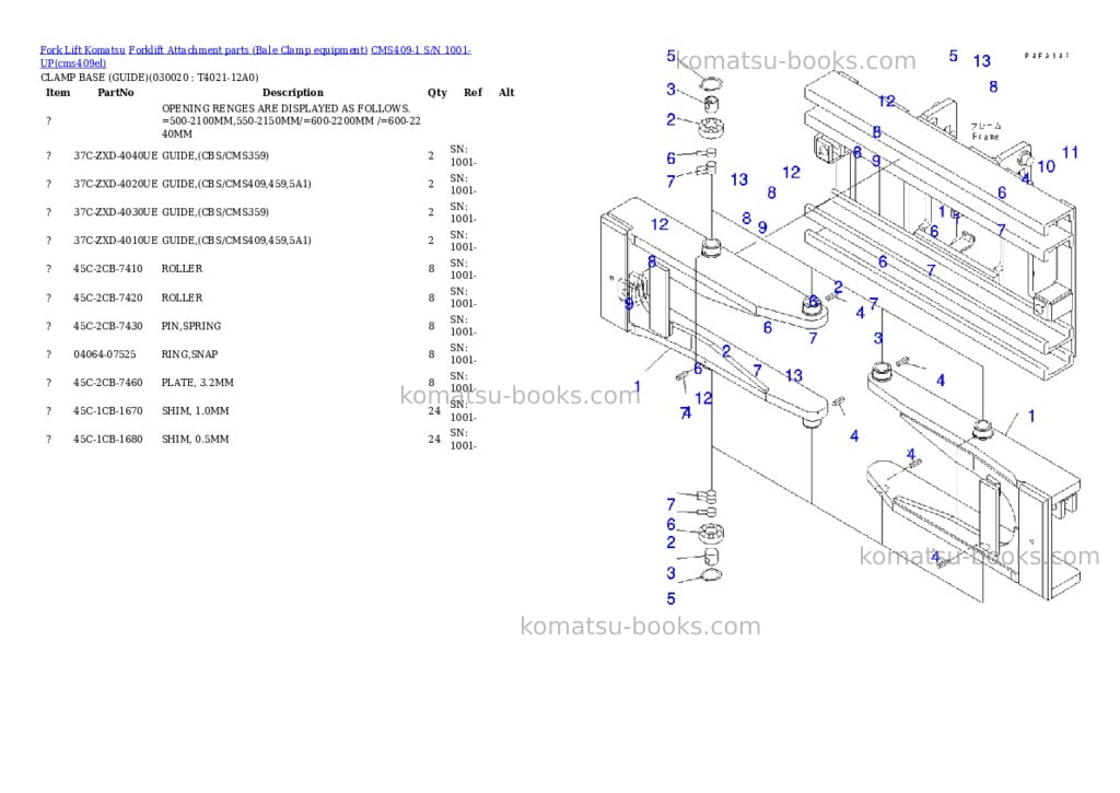 Komatsu cms409-1 s/n 1001-up Parts catalog cover Page 3 Komatsu cms409-1 s/n 1001-up Parts catalog cover Page 3