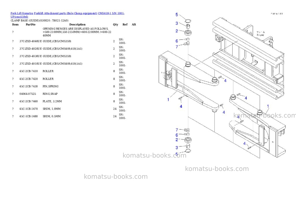 Komatsu cms459-1 s/n 1001-up Parts catalog cover Komatsu cms459-1 s/n 1001-up Parts catalog cover
