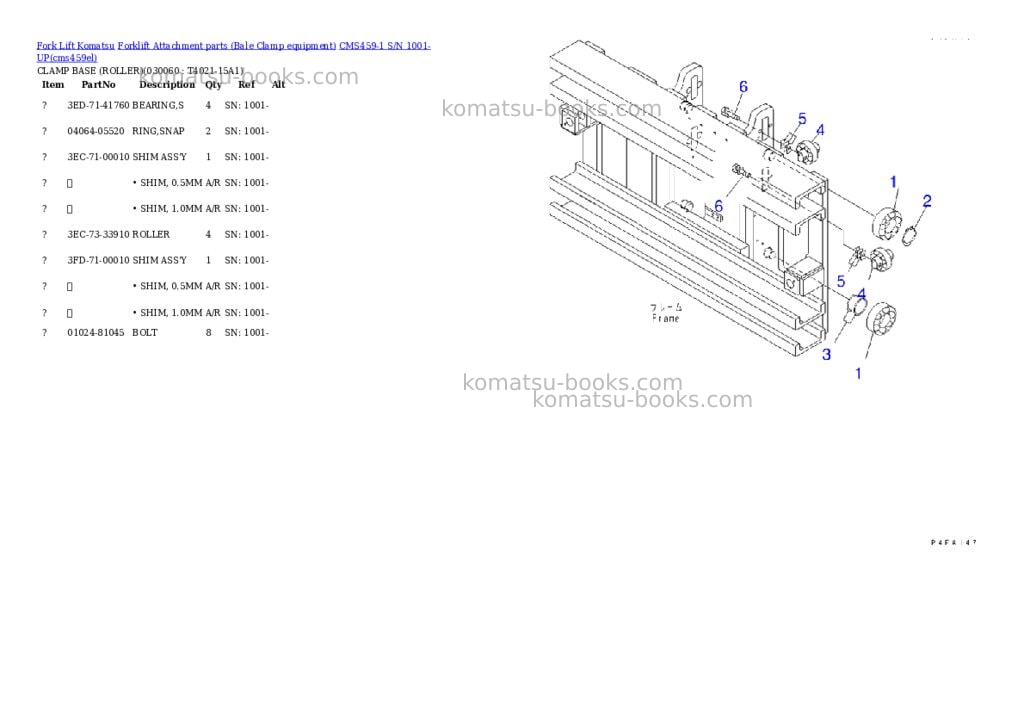 Komatsu cms459-1 s/n 1001-up Parts catalog cover Page 5 Komatsu cms459-1 s/n 1001-up Parts catalog cover Page 5