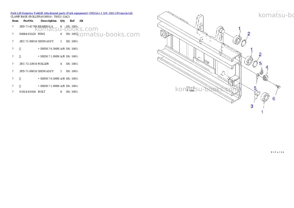 Komatsu CMS5A1-1 S/N 1001-UP Parts catalog cover Page 4