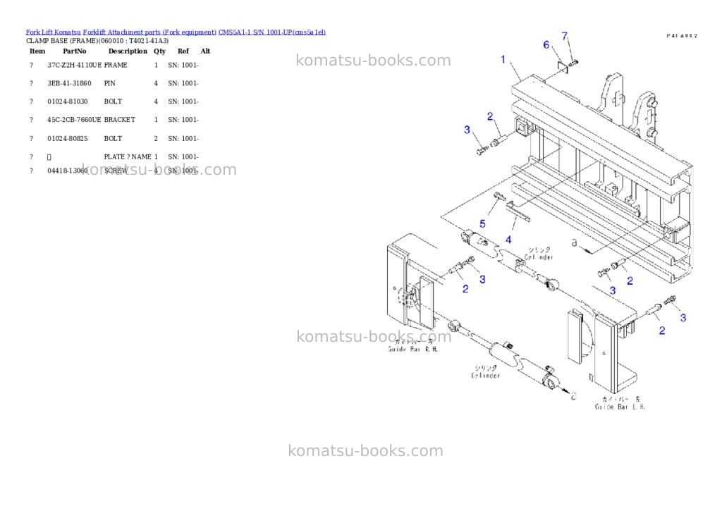 Komatsu CMS5A1-1 S/N 1001-UP Parts catalog cover Page 8