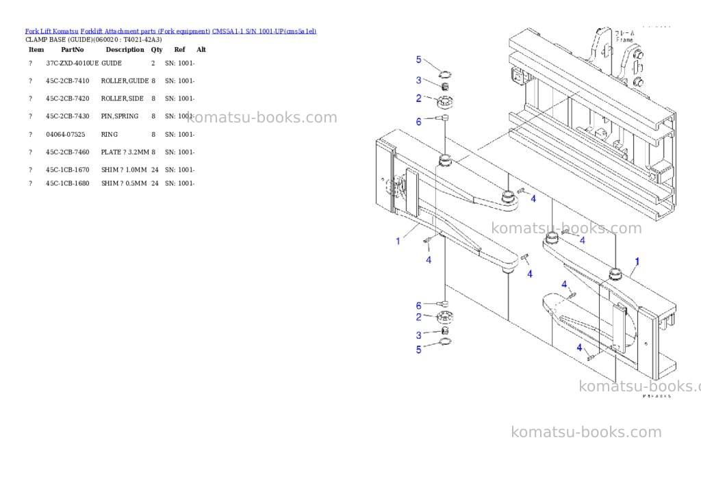 Komatsu CMS5A1-1 S/N 1001-UP Parts catalog cover Page 9