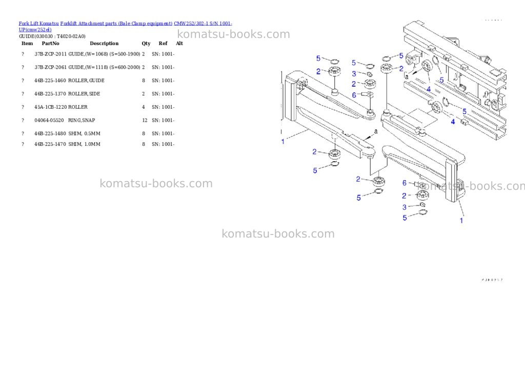 Komatsu cmw252/302-1 s/n 1001-up Parts catalog cover Page 2 Komatsu cmw252/302-1 s/n 1001-up Parts catalog cover Page 2