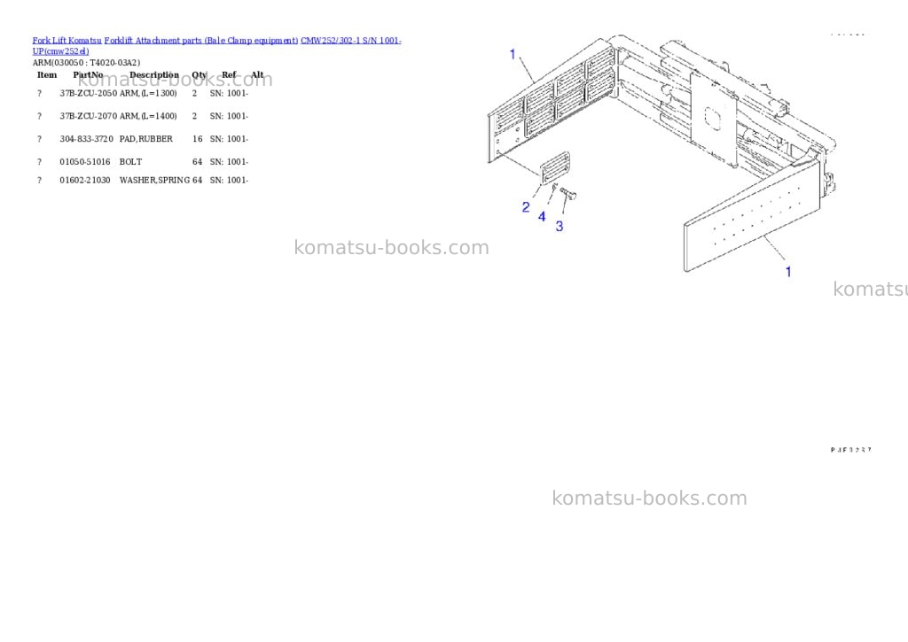 Komatsu cmw252/302-1 s/n 1001-up Parts catalog cover Page 4 Komatsu cmw252/302-1 s/n 1001-up Parts catalog cover Page 4