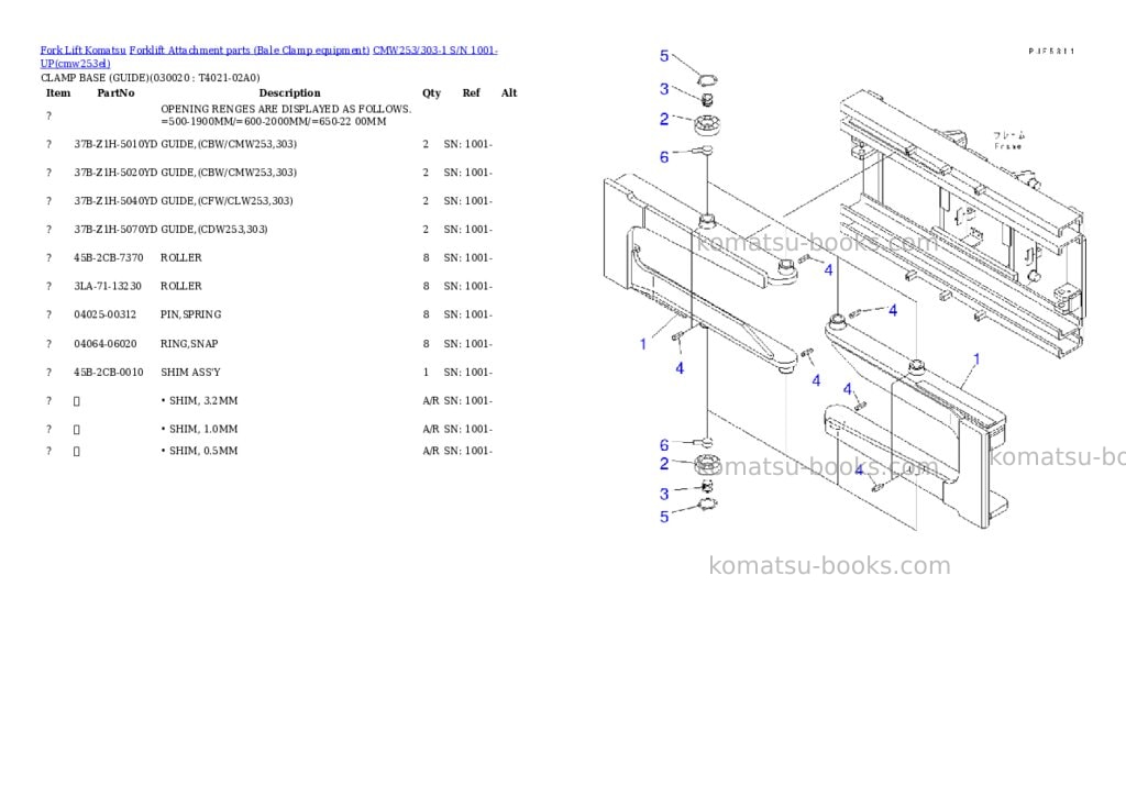 Komatsu cmw253/303-1 s/n 1001-up Parts catalog cover Page 2
