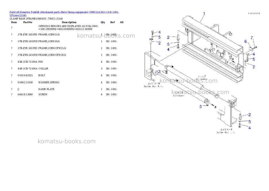 Komatsu cmw253/303-1 s/n 1001-up Parts catalog cover Page 9