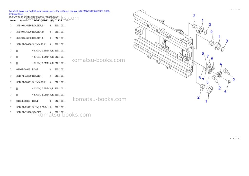 Komatsu cmw254/304-2 s/n 1001-up Parts catalog cover Page 4 Komatsu cmw254/304-2 s/n 1001-up Parts catalog cover Page 4