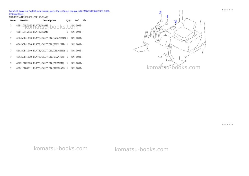 Komatsu cmw254/304-2 s/n 1001-up Parts catalog cover Page 7 Komatsu cmw254/304-2 s/n 1001-up Parts catalog cover Page 7