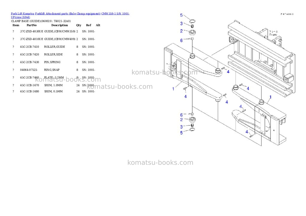 Komatsu cmw359-1 s/n 1001-up Parts catalog cover Page 10
