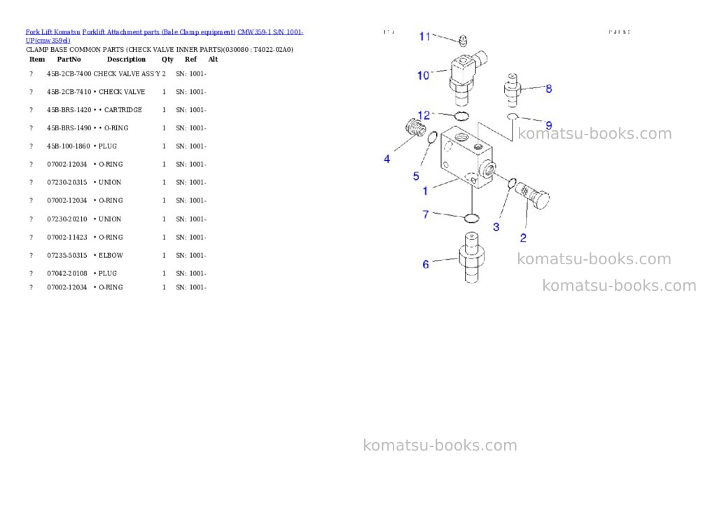 Komatsu cmw359-1 s/n 1001-up Parts catalog cover Page 7
