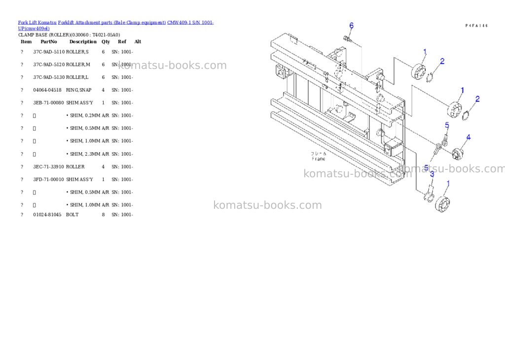 Komatsu cmw409-1 s/n 1001-up Parts catalog cover Page 5