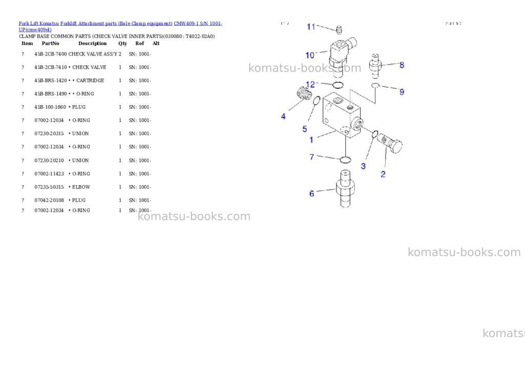 Komatsu cmw409-1 s/n 1001-up Parts catalog cover Page 7