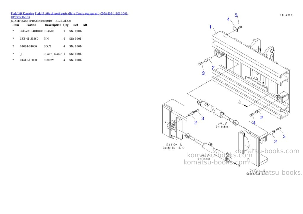 Komatsu cmw459-1 s/n 1001-up Parts catalog cover Page 9