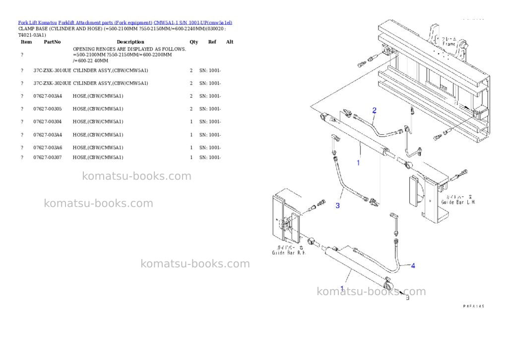 Komatsu CMW5A1-1 S/N 1001-UP Parts catalog cover