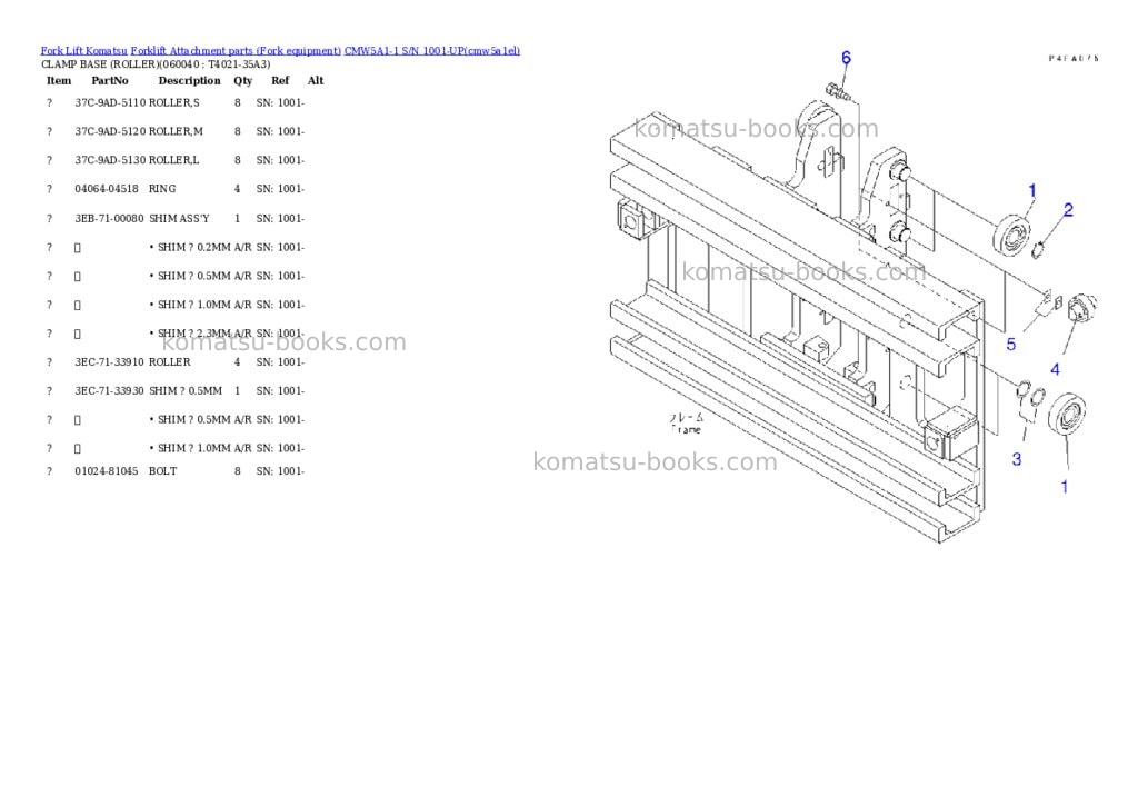Komatsu CMW5A1-1 S/N 1001-UP Parts catalog cover Page 10