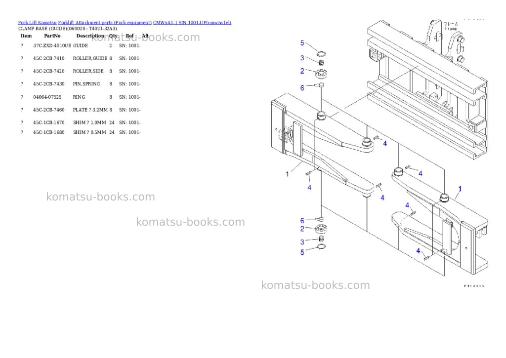 Komatsu CMW5A1-1 S/N 1001-UP Parts catalog cover Page 8