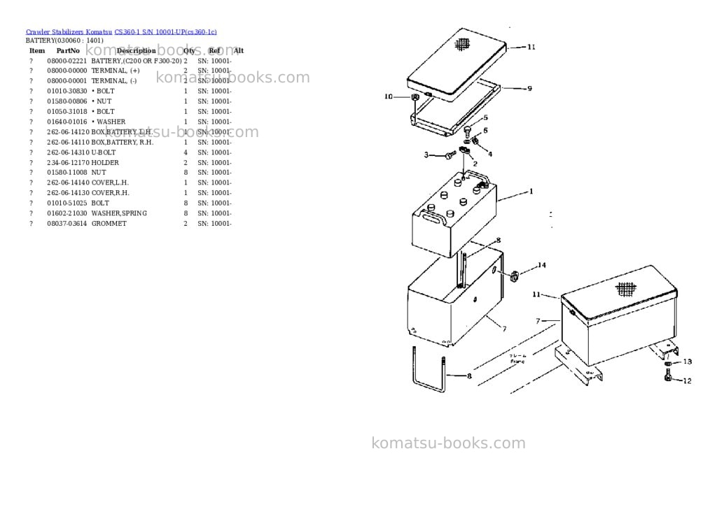 Komatsu CS360-1 S/N 10001-UP Parts catalog cover Page 5 Komatsu CS360-1 S/N 10001-UP Parts catalog cover Page 5