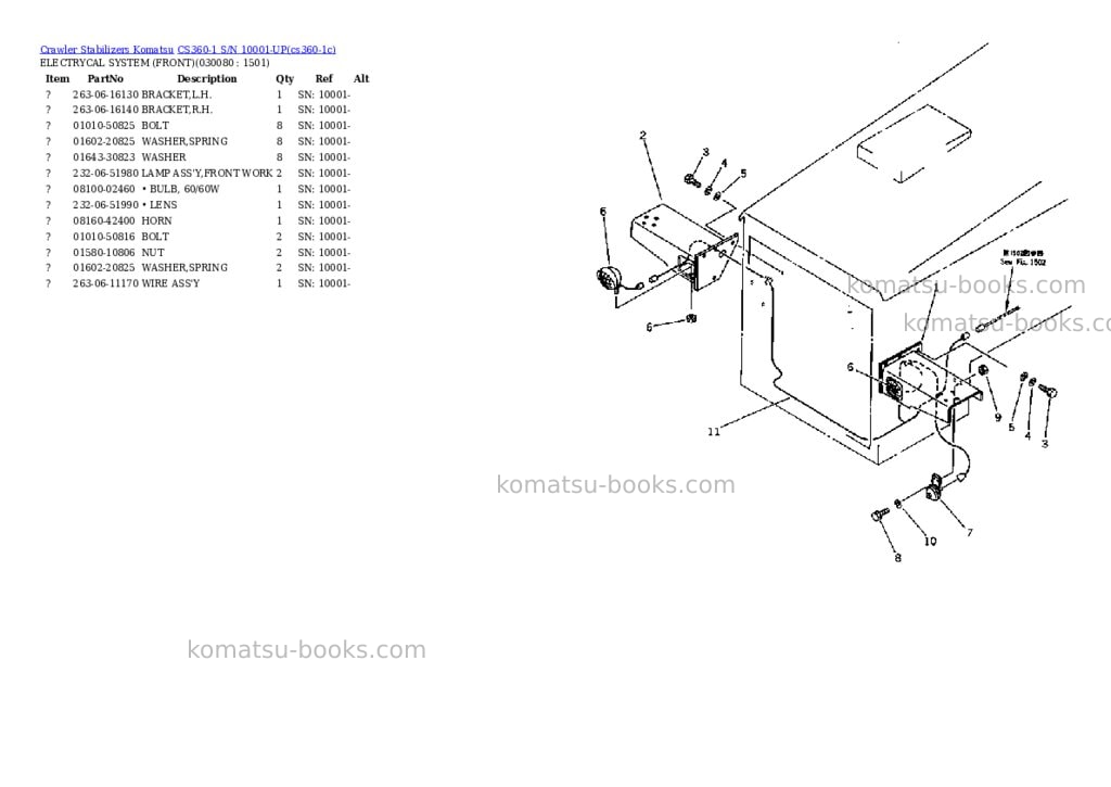 Komatsu CS360-1 S/N 10001-UP Parts catalog cover Page 7 Komatsu CS360-1 S/N 10001-UP Parts catalog cover Page 7