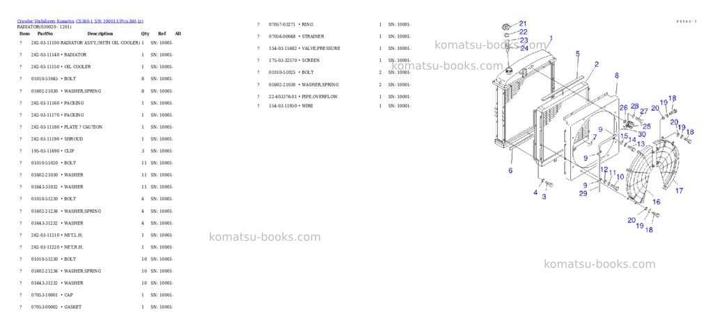 Komatsu cs360-1 s/n 10001-up Parts catalog cover