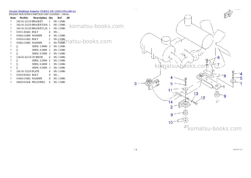 Komatsu CS360-2 S/N 11001-UP Parts catalog cover