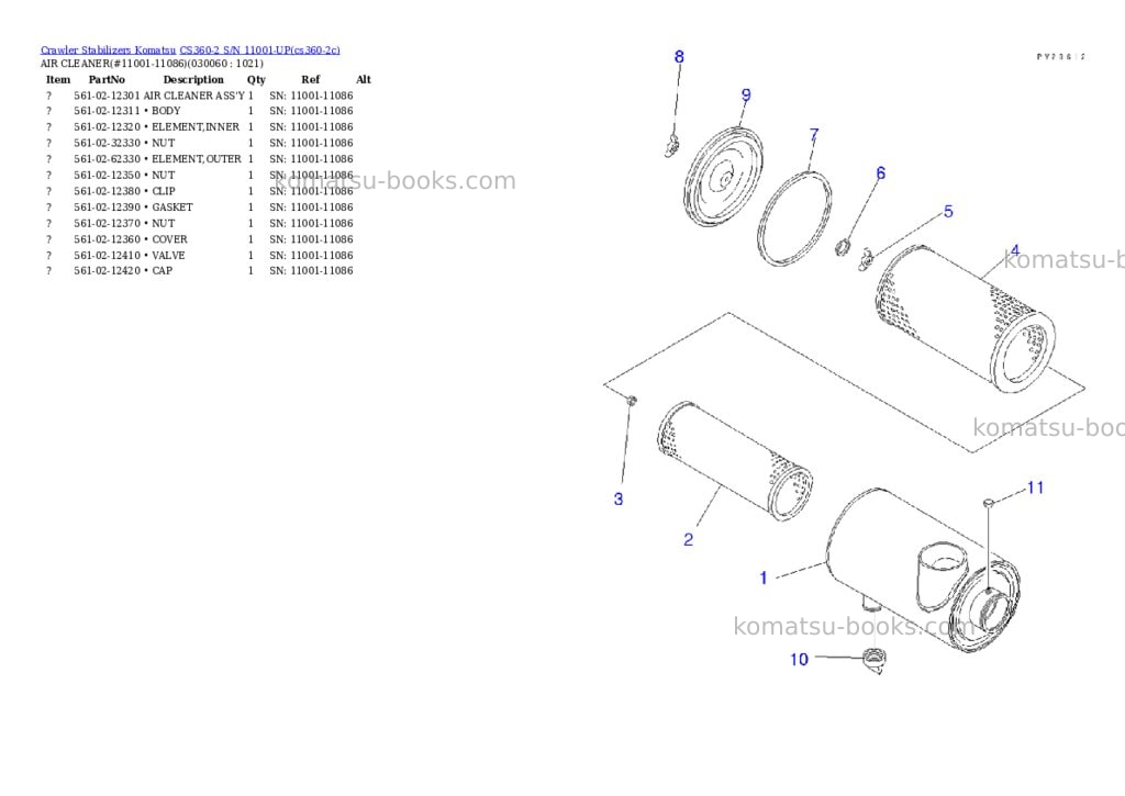 Komatsu CS360-2 S/N 11001-UP Parts catalog cover Page 5
