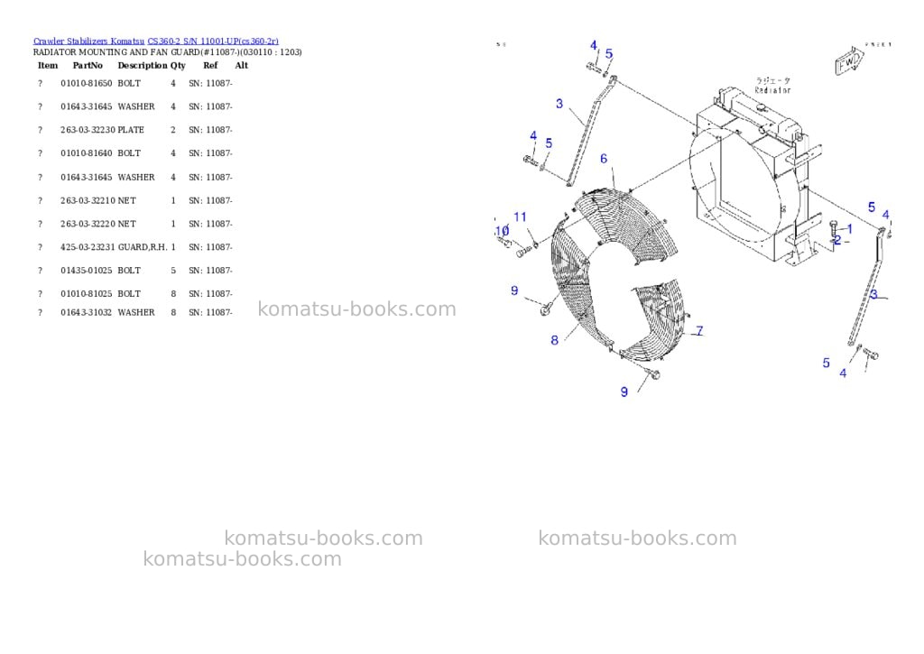 Komatsu cs360-2 s/n 11001-up Parts catalog cover Page 10