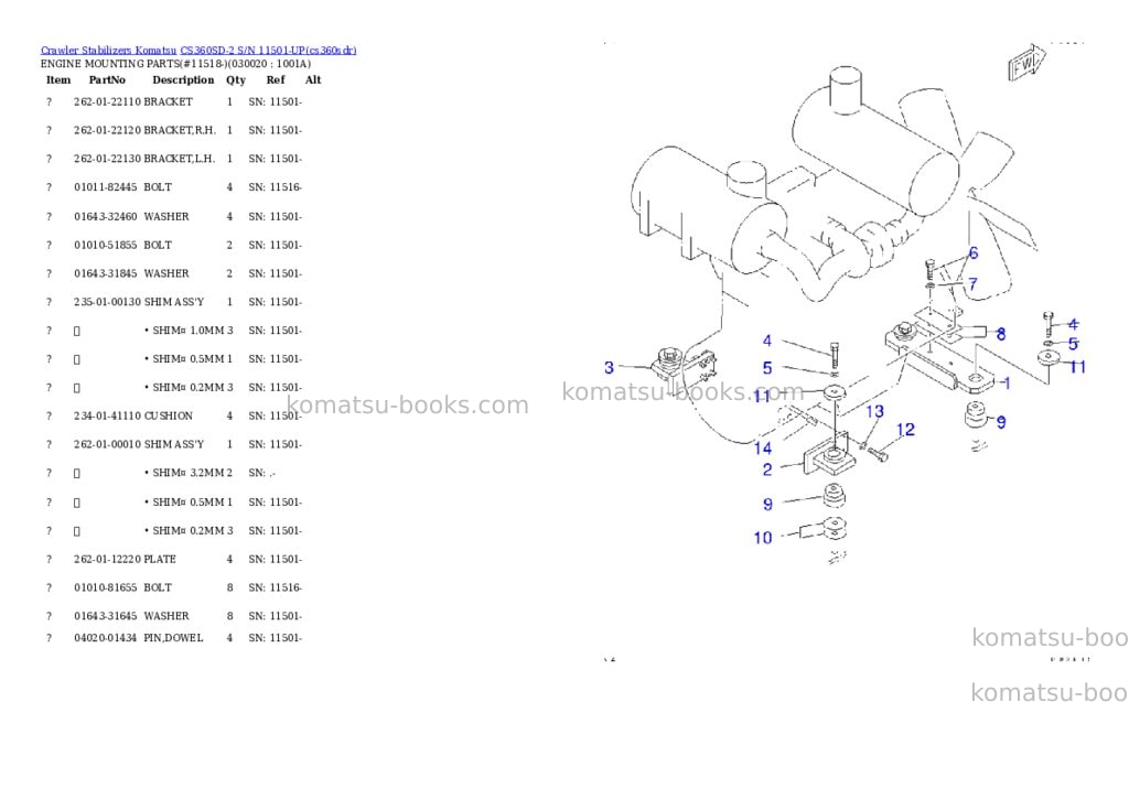 Komatsu cs360sd-2 s/n 11501-up Parts catalog cover Komatsu cs360sd-2 s/n 11501-up Parts catalog cover