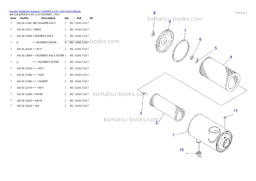 Komatsu cs360sd-2 s/n 11501-up Parts catalog cover Page 3 Komatsu cs360sd-2 s/n 11501-up Parts catalog cover Page 3