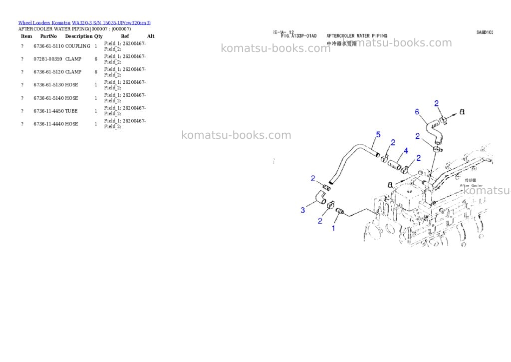 Komatsu wa320-3h s/n wa320h20561-up Parts catalog cover Page 5 Komatsu wa320-3h s/n wa320h20561-up Parts catalog cover Page 5