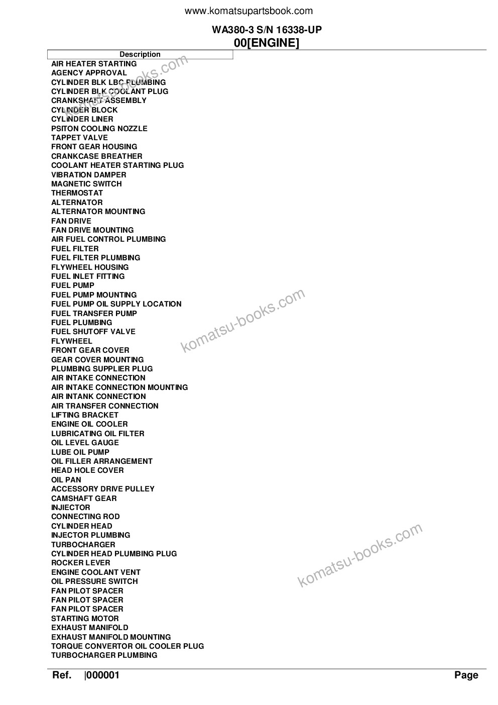 Komatsu wa380-3 s/n 16338-up Parts catalog cover Page 2