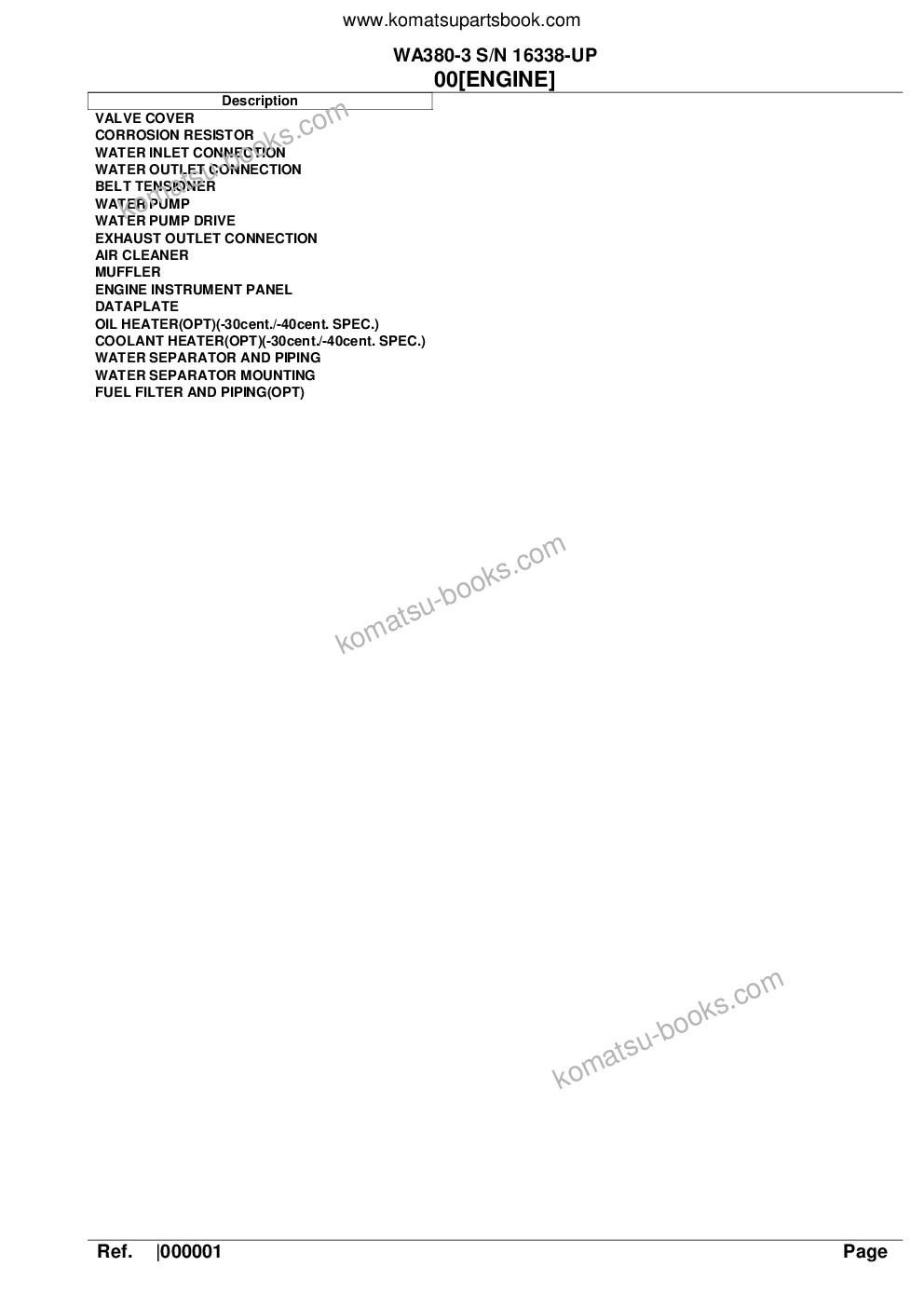 Komatsu wa380-3 s/n 16338-up Parts catalog cover Page 3