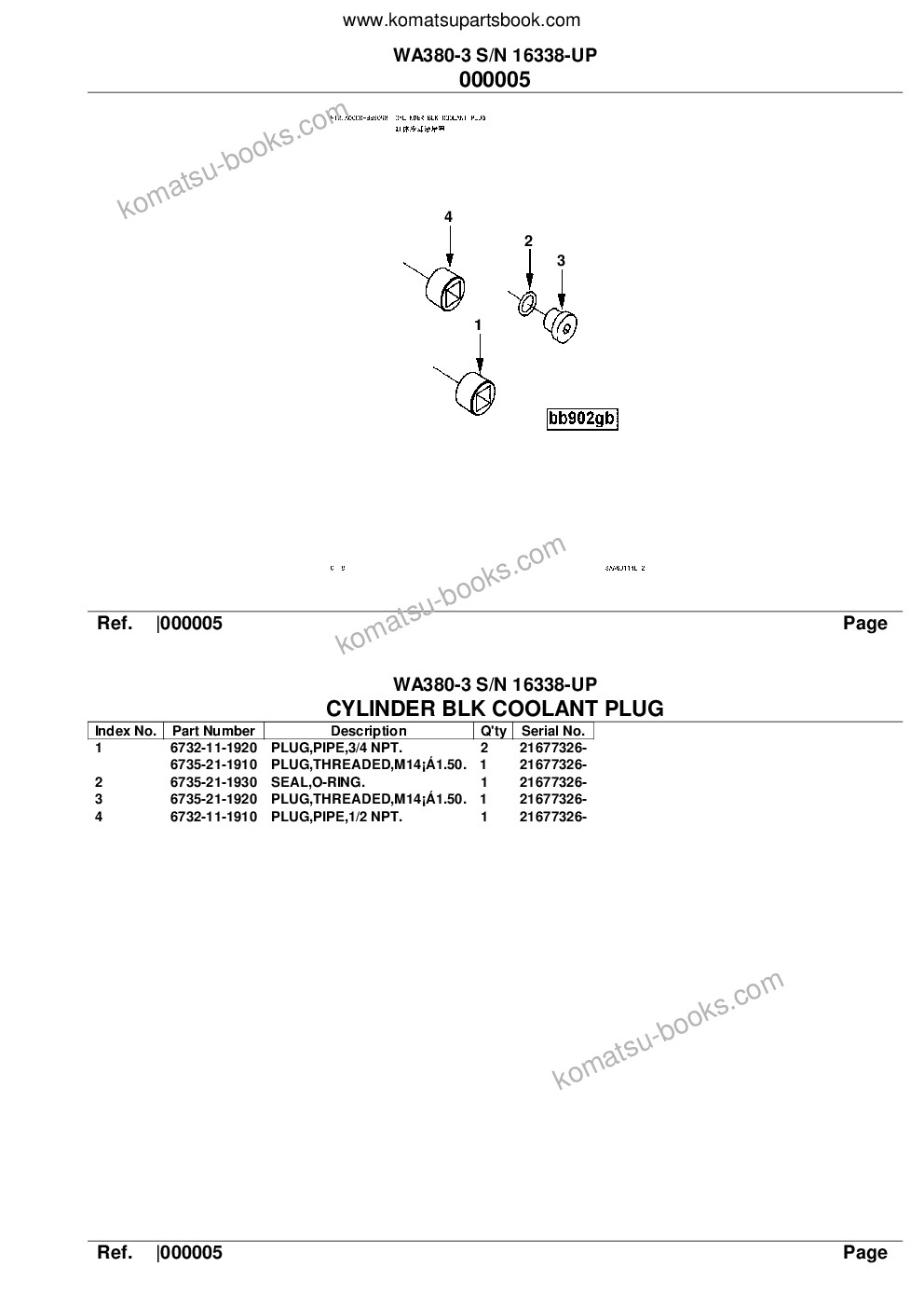 Komatsu wa380-3 s/n 16338-up Parts catalog cover Page 7