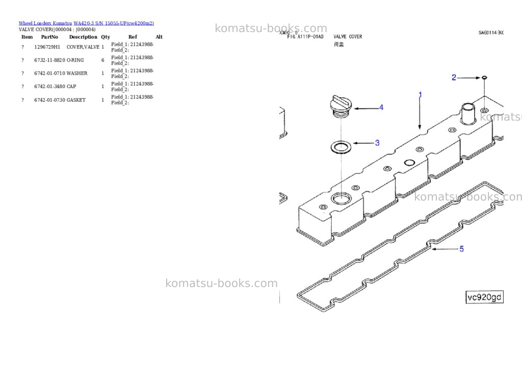 Komatsu wa420-3 s/n 15055-up Parts catalog cover Page 2