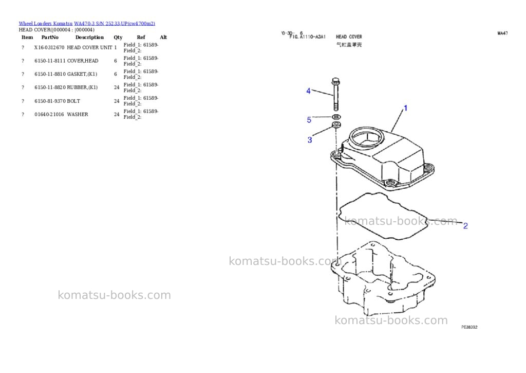 Komatsu wa470-3 s/n 25233-up Parts catalog cover Page 2