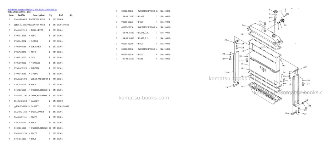 Komatsu D135A-2 S/N 10301-UP Parts catalog cover Page 2 Komatsu D135A-2 S/N 10301-UP Parts catalog cover Page 2