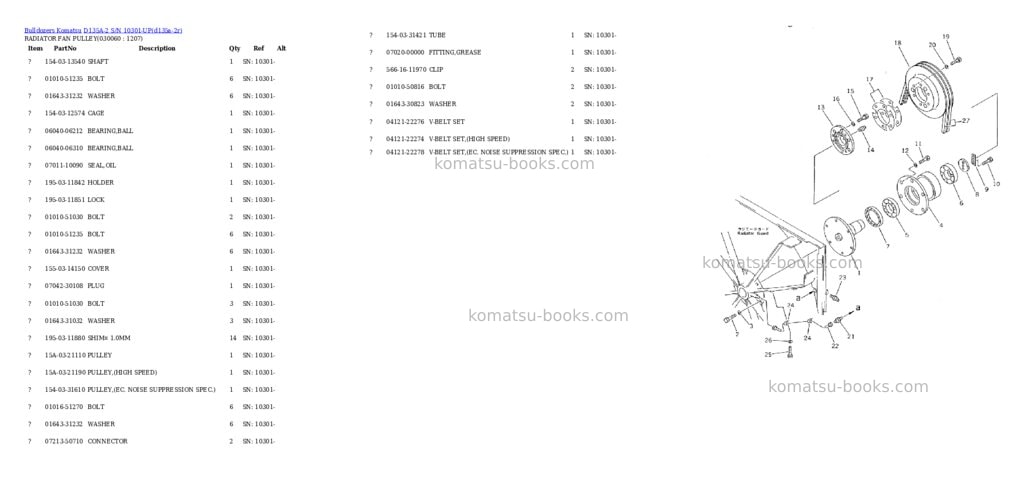 Komatsu D135A-2 S/N 10301-UP Parts catalog cover Page 5 Komatsu D135A-2 S/N 10301-UP Parts catalog cover Page 5