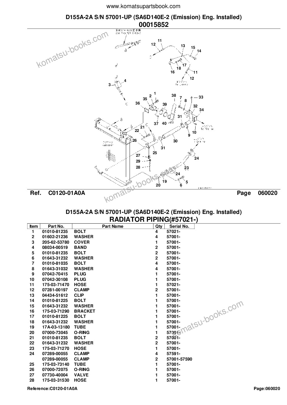 Komatsu D155A-2A S/N 57001-UP (SA6D140E-2 (Emission) Eng. Installed) Parts catalog cover Page 10 Komatsu D155A-2A S/N 57001-UP (SA6D140E-2 (Emission) Eng. Installed) Parts catalog cover Page 10