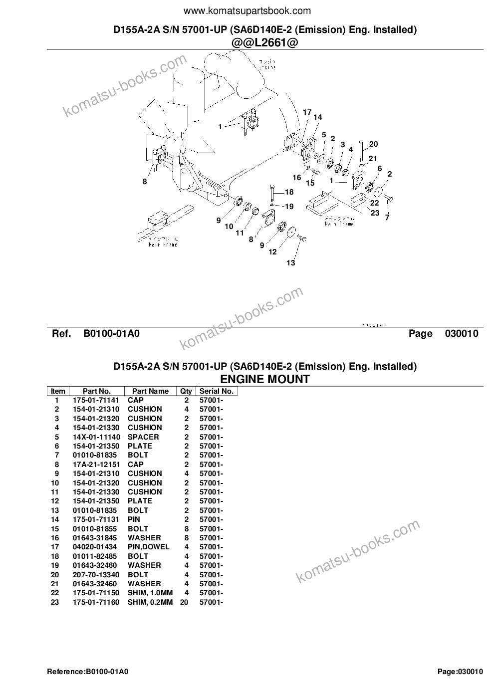 Komatsu D155A-2A S/N 57001-UP (SA6D140E-2 (Emission) Eng. Installed) Parts catalog cover Page 3 Komatsu D155A-2A S/N 57001-UP (SA6D140E-2 (Emission) Eng. Installed) Parts catalog cover Page 3