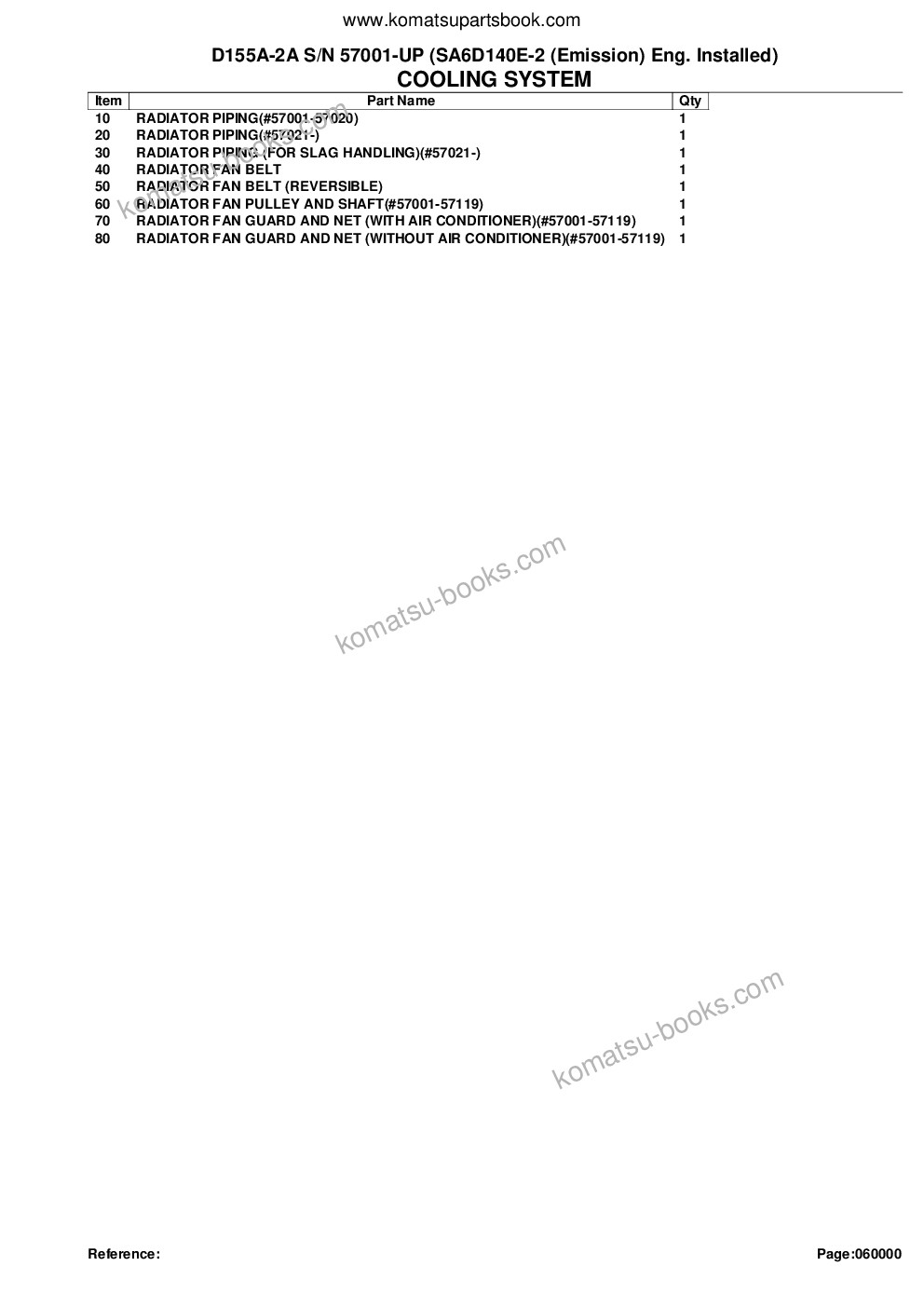 Komatsu D155A-2A S/N 57001-UP (SA6D140E-2 (Emission) Eng. Installed) Parts catalog cover Page 7 Komatsu D155A-2A S/N 57001-UP (SA6D140E-2 (Emission) Eng. Installed) Parts catalog cover Page 7