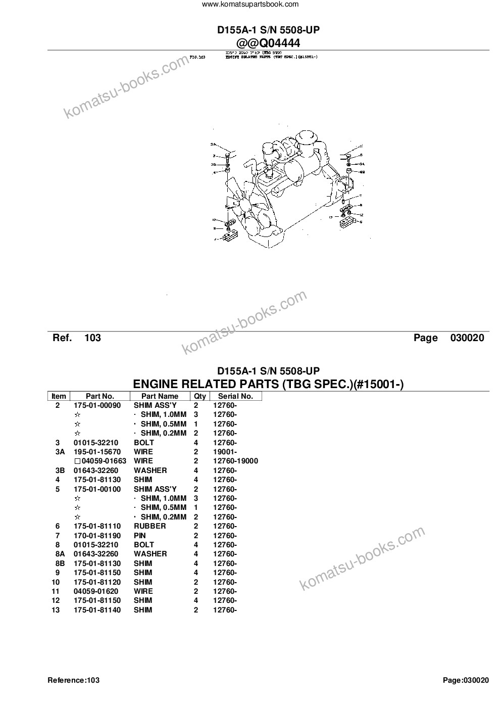 Komatsu D155A-1 S/N 5508-UP Catálogo de piezas cover Page 5