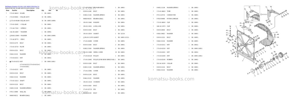 Komatsu d155a-2 s/n 50001-up Parts catalog cover Page 4 Komatsu d155a-2 s/n 50001-up Parts catalog cover Page 4