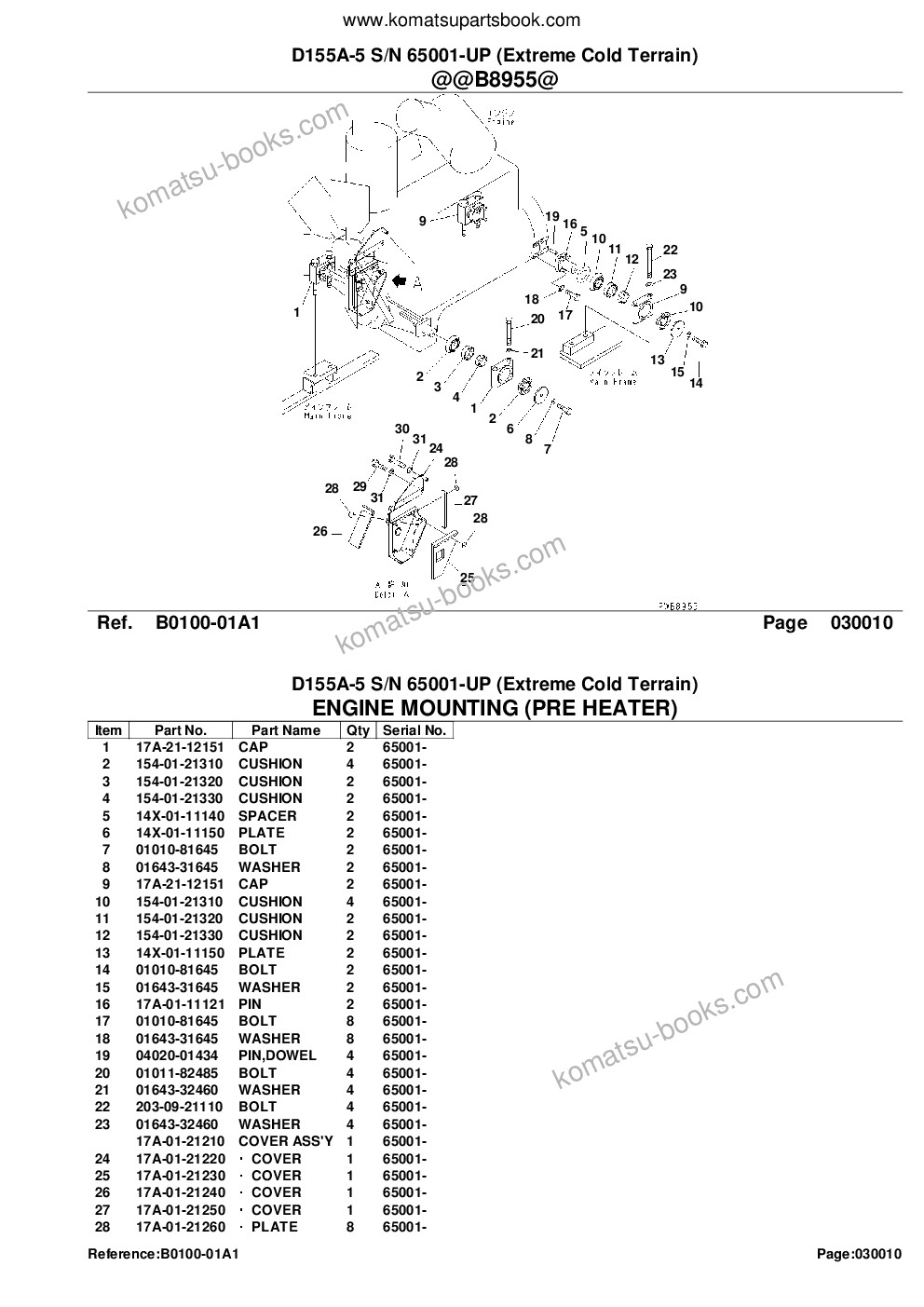 Komatsu D155A-5 S/N 65001-UP (Extreme Cold Terrain) Parts catalog cover Page 3 Komatsu D155A-5 S/N 65001-UP (Extreme Cold Terrain) Parts catalog cover Page 3