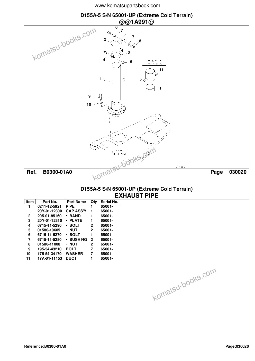 Komatsu D155A-5 S/N 65001-UP (Extreme Cold Terrain) Parts catalog cover Page 5 Komatsu D155A-5 S/N 65001-UP (Extreme Cold Terrain) Parts catalog cover Page 5