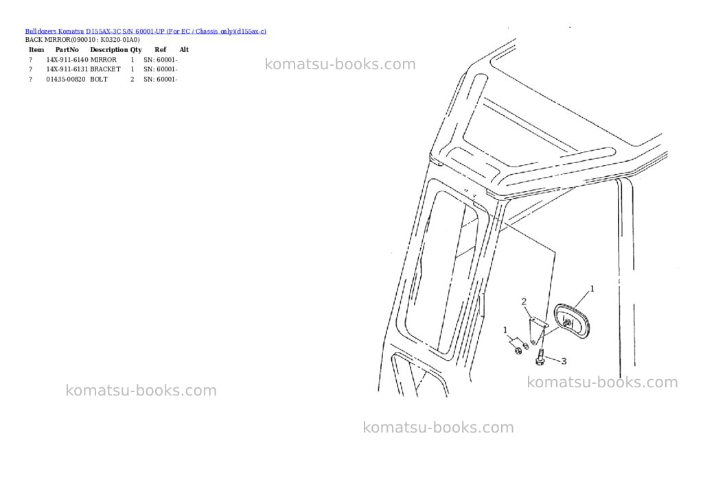 Komatsu d155ax-3c s/n 60001-up for ec / chassis only Parts catalog cover Page 3