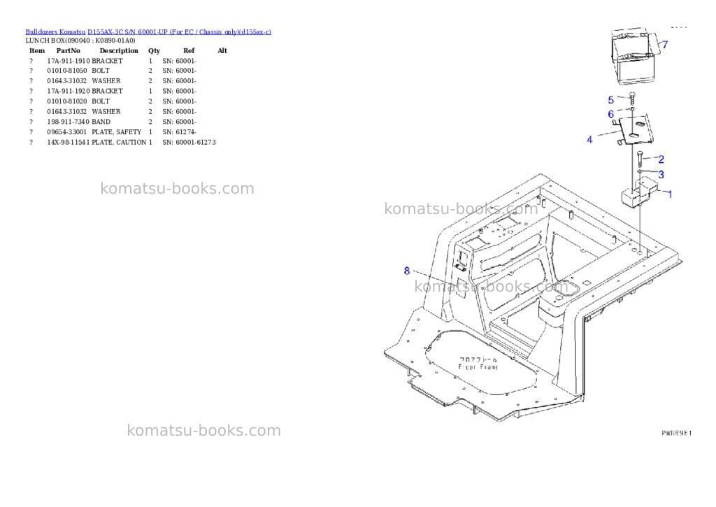 Komatsu d155ax-3c s/n 60001-up for ec / chassis only Parts catalog cover Page 6