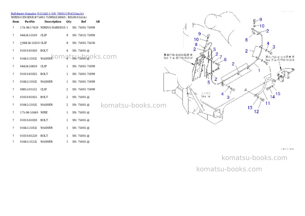 Komatsu D155AX-5 S/N 70001-UP Parts catalog cover Page 3