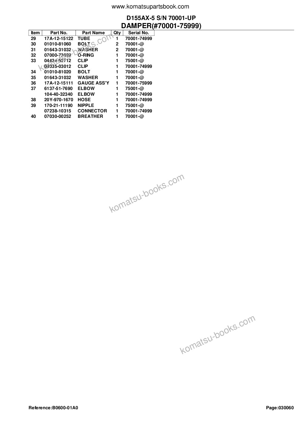 Komatsu d155ax-5 s/n 70001-up Parts catalog cover Page 10