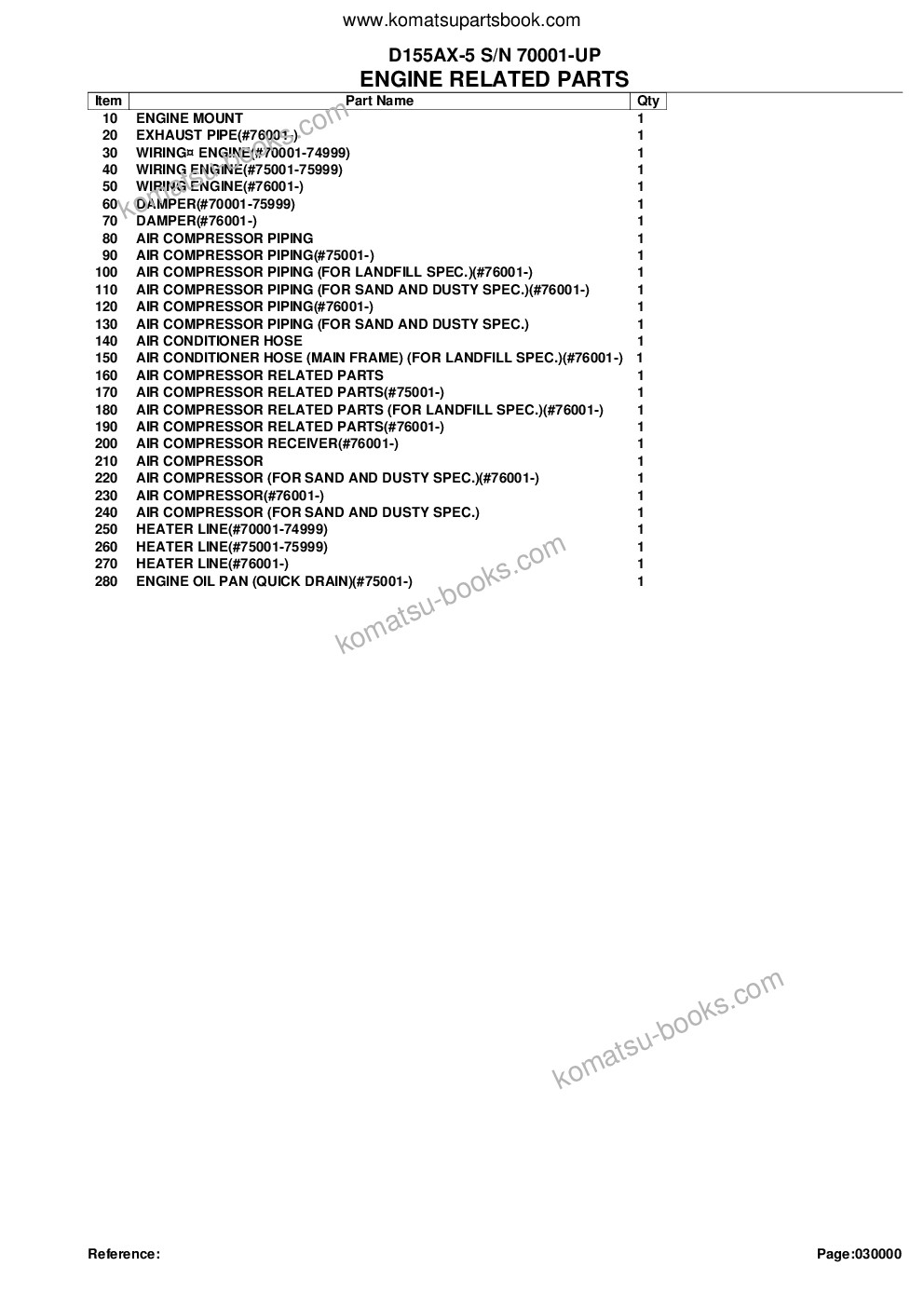 Komatsu d155ax-5 s/n 70001-up Parts catalog cover Page 2