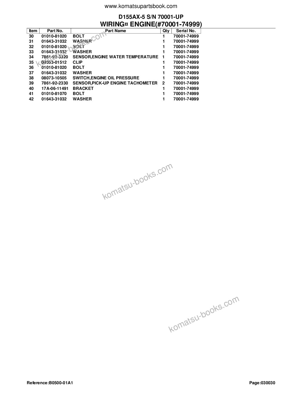 Komatsu d155ax-5 s/n 70001-up Parts catalog cover Page 6