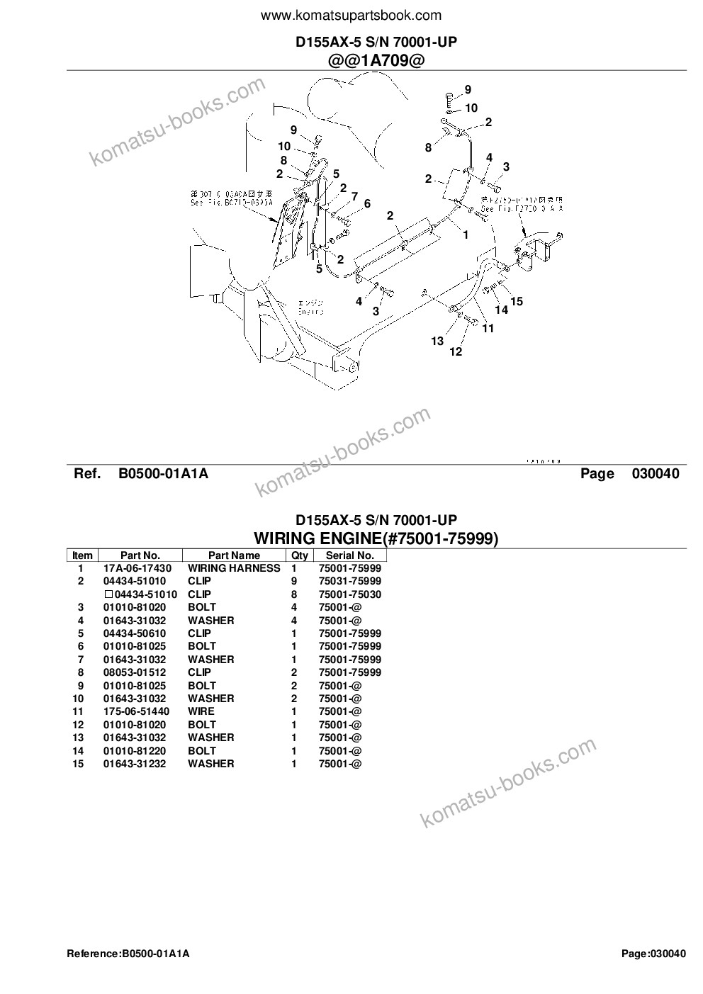 Komatsu d155ax-5 s/n 70001-up Parts catalog cover Page 7